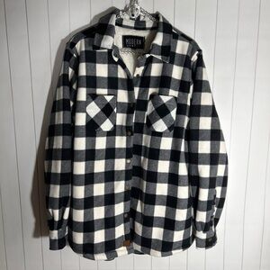 Modern Canvas Flannel Long Sleeve Shirt Sherpa Lined NWOT Snap front Buttons